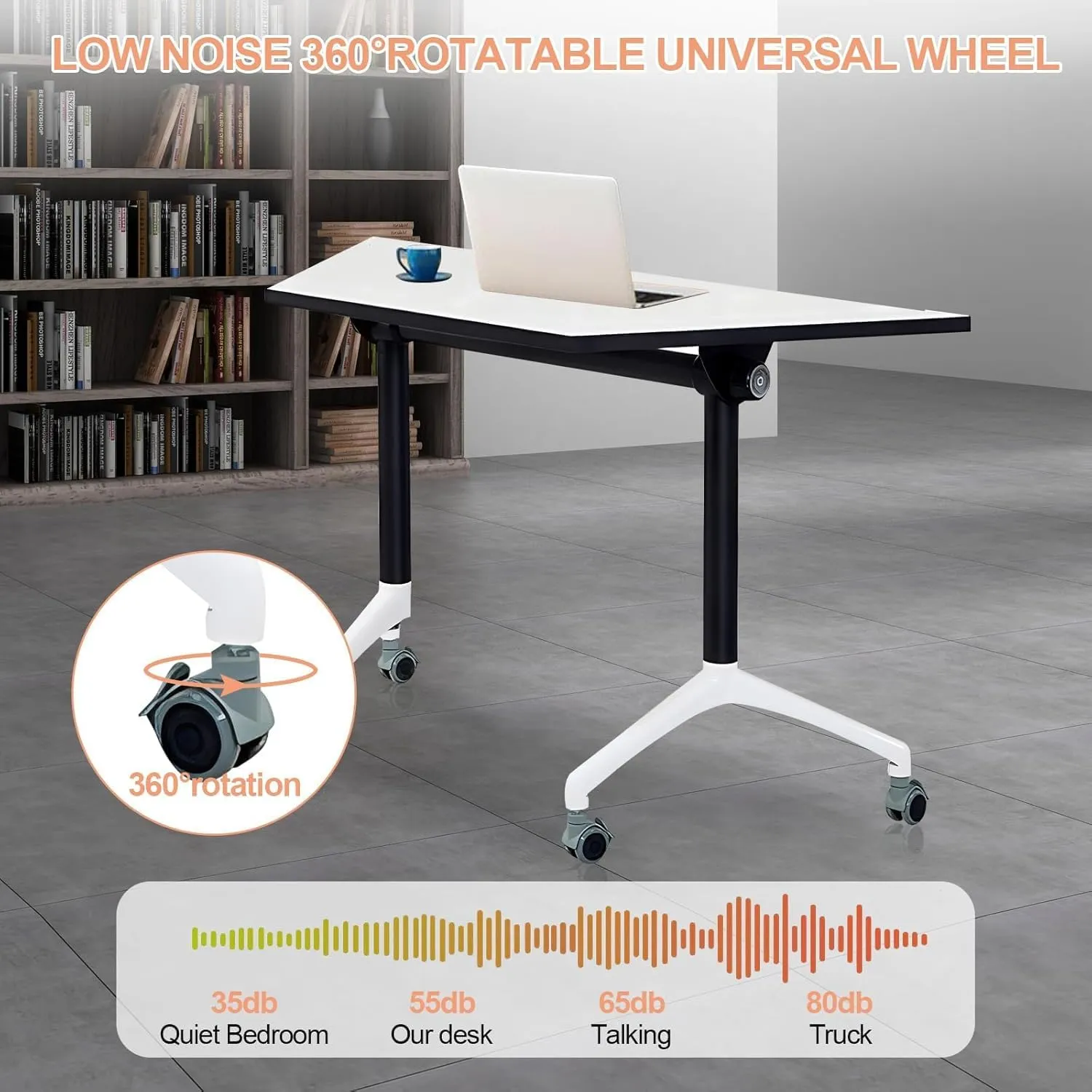 Conference Table,Folding Conference Tables Modern White Conference Room Table with Wheels, 2-10 Persons,for Office, Meeting Room (4, 1915TX, 47IN)