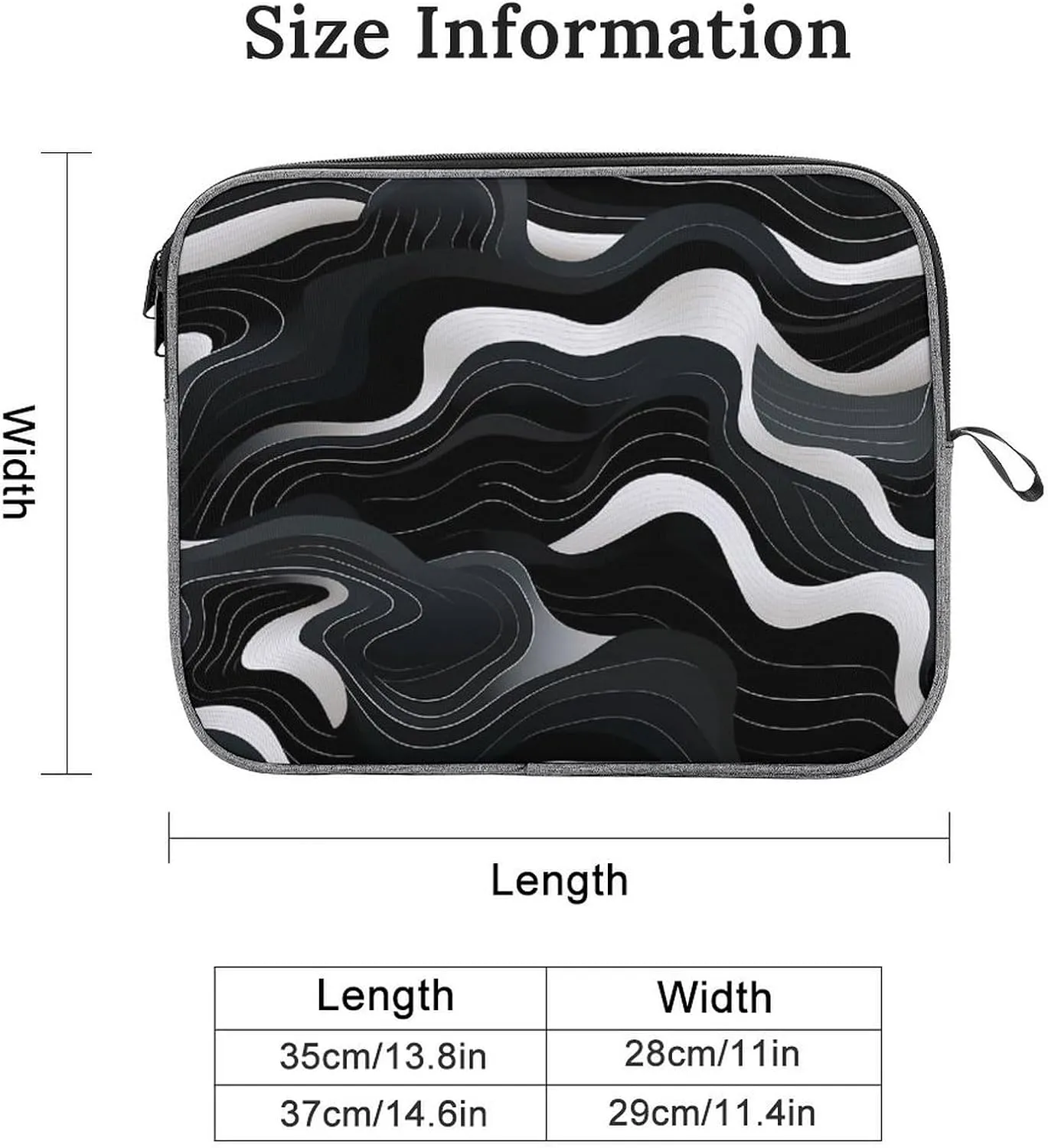 Contour Topography Map Pattern Laptop Sleeve Case Shockproof Protective Carrying Bag Travel Briefcase