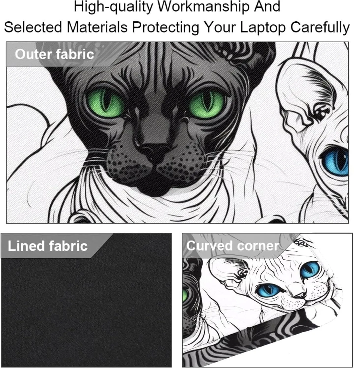 Cool Cats with Blue and Green Eyes Laptop Bag Case Computer Sleeve Shoulder Messenger Bag for Work School