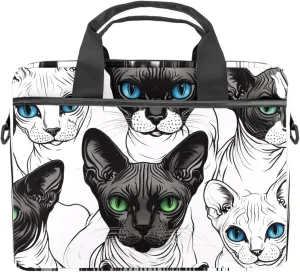 Cool Cats with Blue and Green Eyes Laptop Bag Case Computer Sleeve Shoulder Messenger Bag for Work School