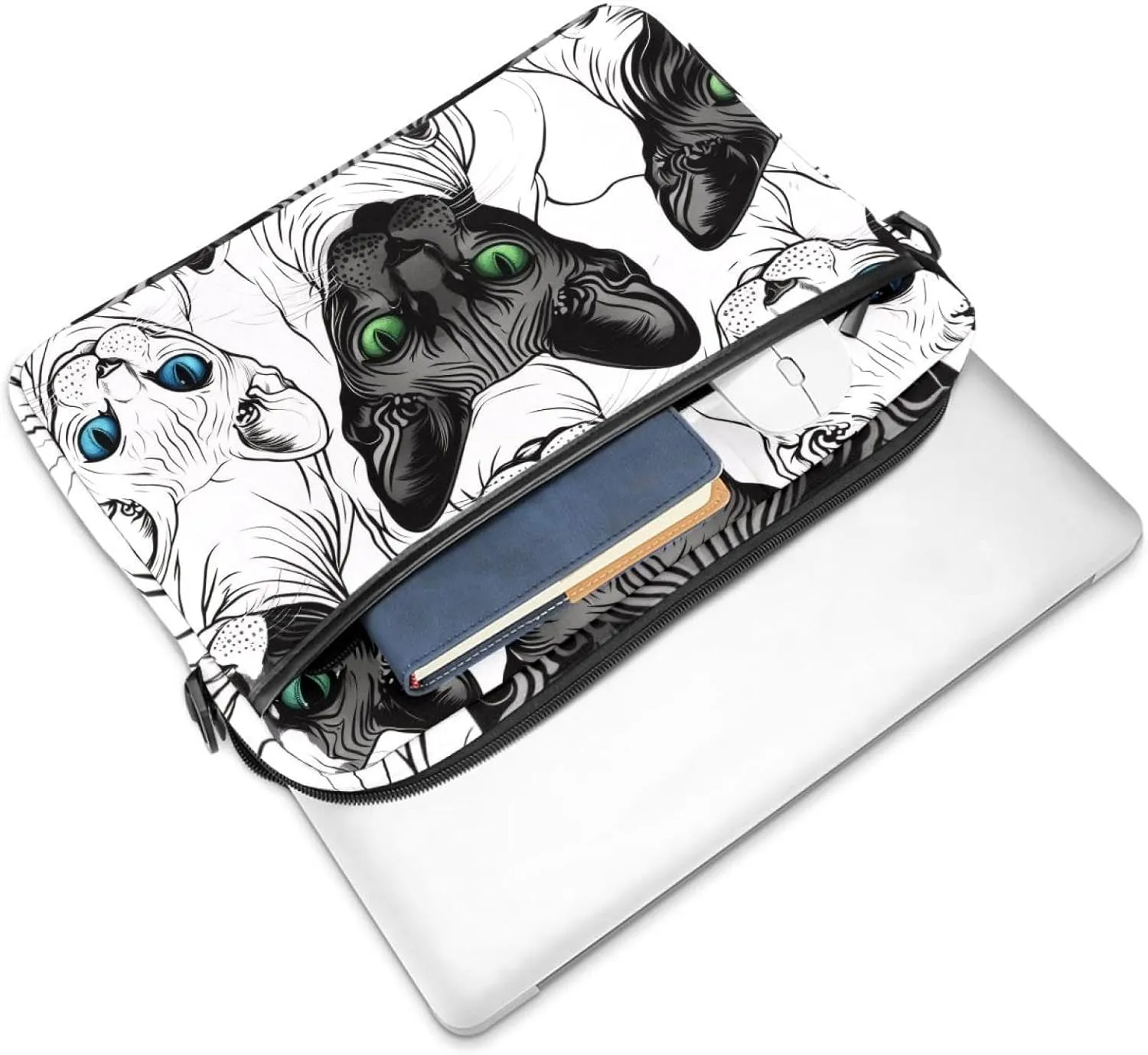 Cool Cats with Blue and Green Eyes Laptop Bag Case Computer Sleeve Shoulder Messenger Bag for Work School
