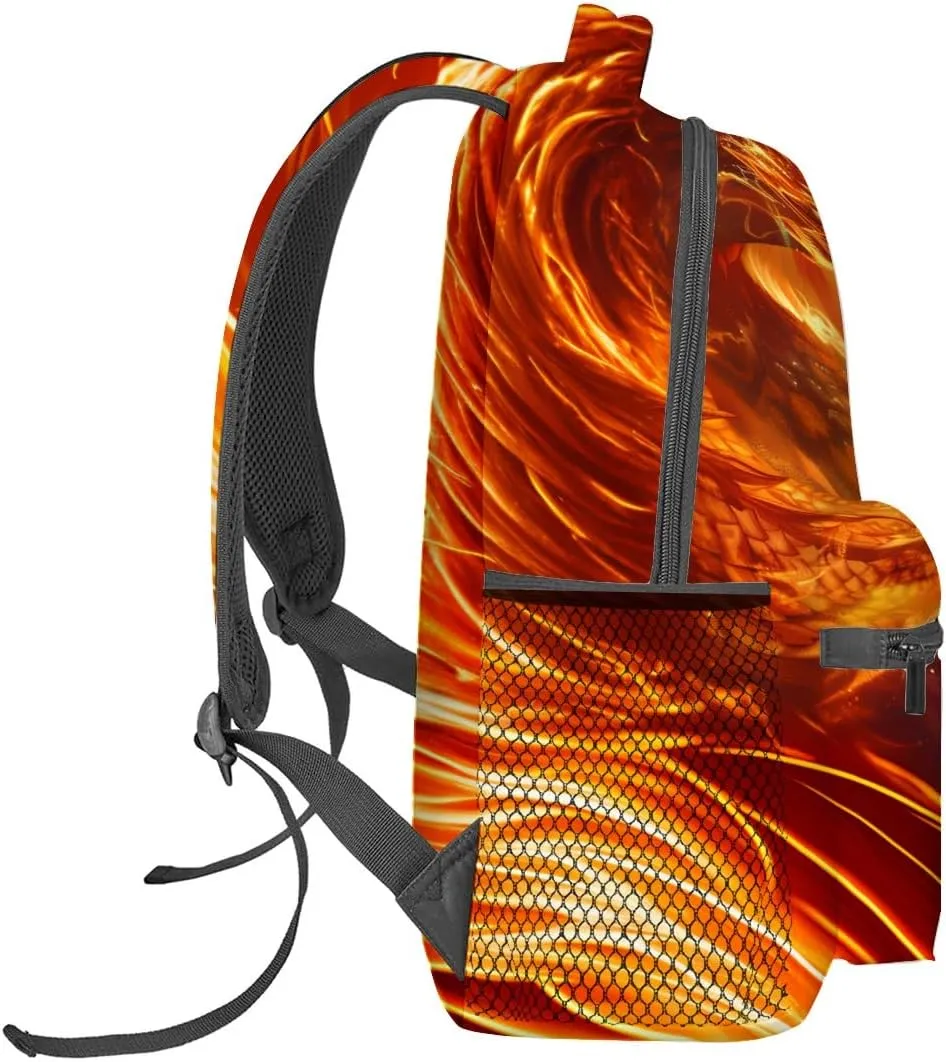 Cool Dragon Backpack, Fiery & Icy Dragons Clash Art Polyester Backpacks,Lightweight Double Shoulder Back Pack for Adult,Fantasy Bookbag,School Bag Gifts,Casual Travel Daypack Book Packs