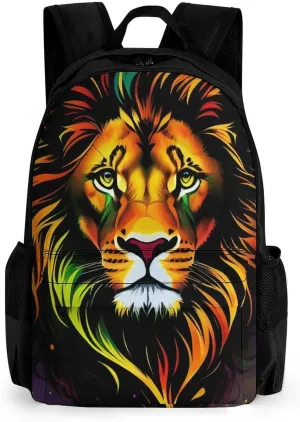 Cool Lion In The Space Surreal Style Art Rucksacks Lightweight Multipurpose Anti-Theft Shoulder Bag Large Capacity Business Computer Bag With Smooth Zippers