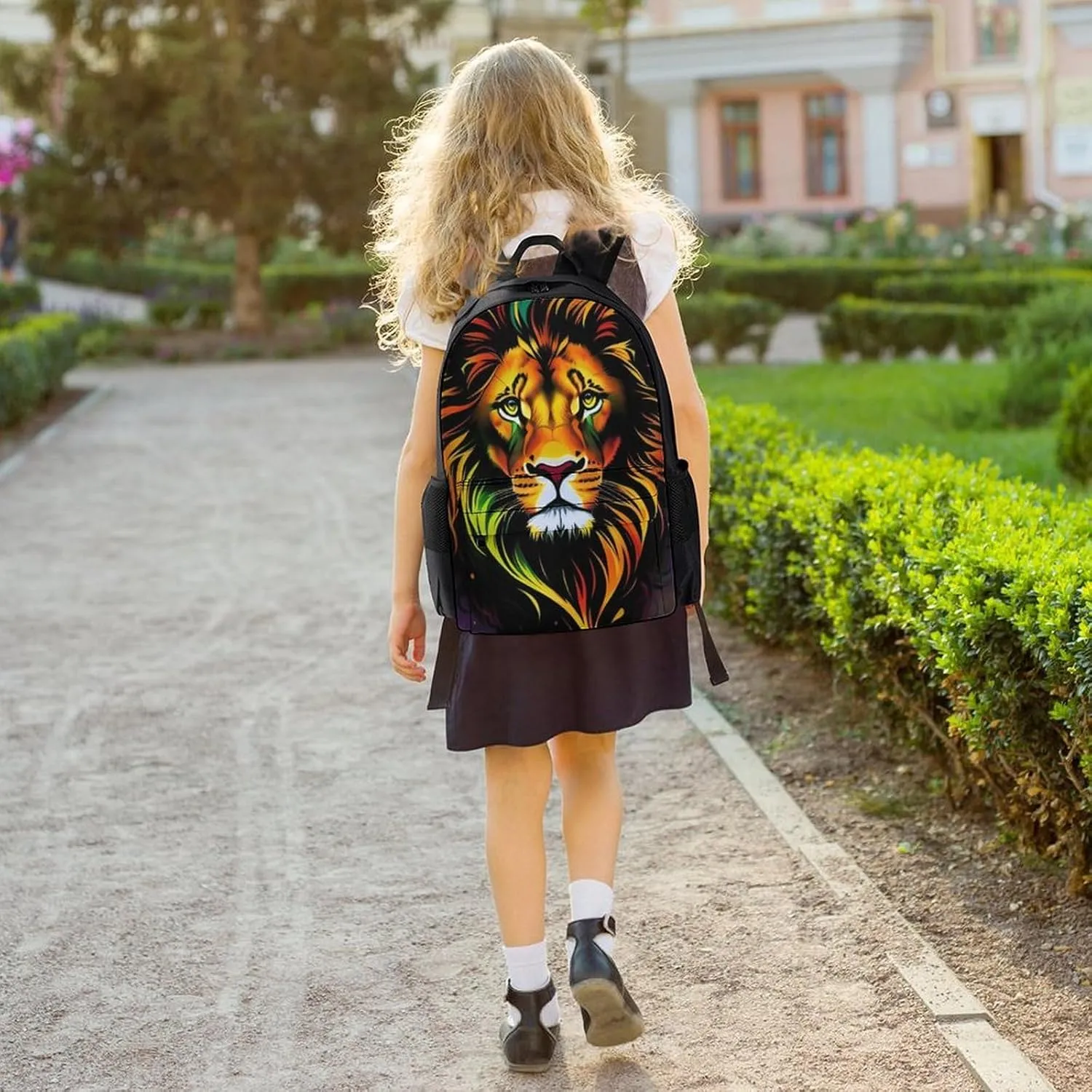 Cool Lion In The Space Surreal Style Art Rucksacks Lightweight Multipurpose Anti-Theft Shoulder Bag Large Capacity Business Computer Bag With Smooth Zippers
