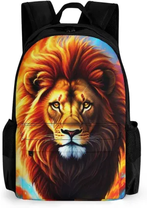 Cool Lion In The Universe Surreal Style Art Rucksacks Lightweight Multipurpose Anti-Theft Shoulder Bag Big Capacity Laptop Book Bag Rucksack With Padded Straps