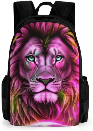 Cool Lion In The Universe Surreal Style Art Rucksacks Lightweight Multipurpose Anti-Theft Shoulder Bag Big Capacity Traveling & Camping Backpack With Side Pockets