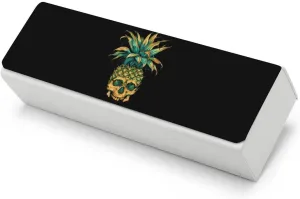 Cool Pineapple Skull Printing Glasses Case Hard Shell Eyeglasses Protector Cases with Cleaning Cloth Fits Most Glasses