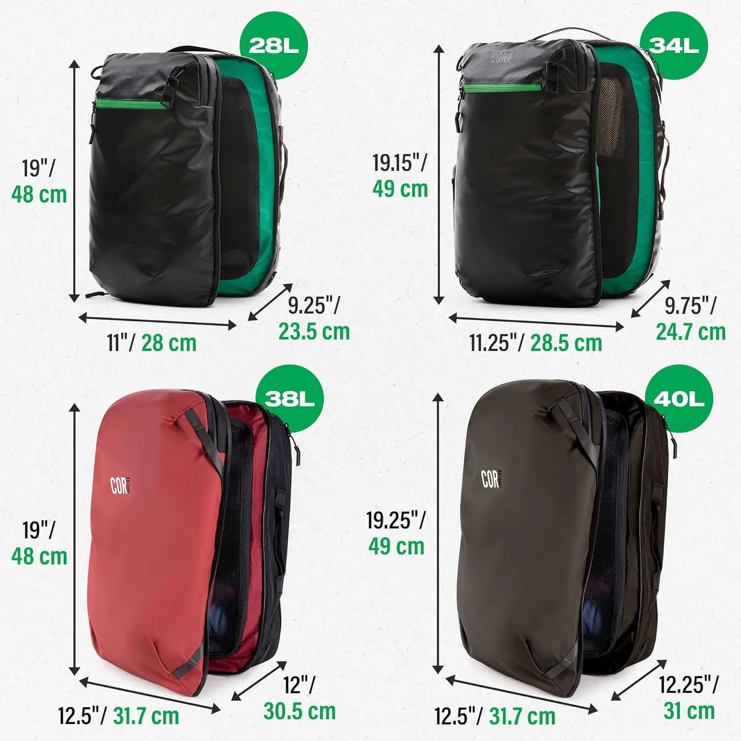 COR Surf Travel Backpack Carry On Laptop Backpack with Secret Passport Pockets | Daypack Business Weekender Luggage Backpack for Men and Women | The Island Hopper (40L, Black)