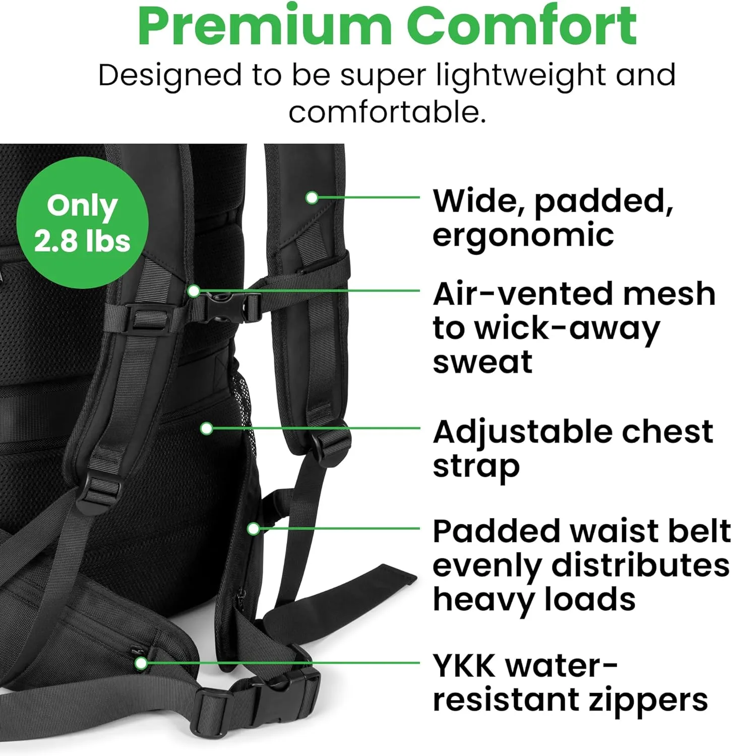 COR Surf Travel Backpack Carry On Laptop Backpack with Secret Passport Pockets | Daypack Business Weekender Luggage Backpack for Men and Women | The Island Hopper (40L, Black)
