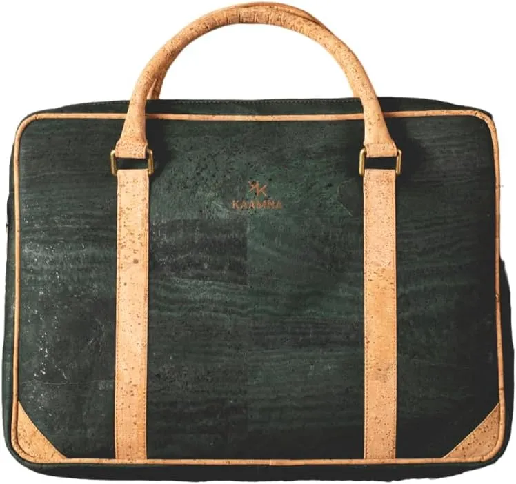 Cork Slim Laptop Bag - Unisex Luxury Work Briefcase For Men & Women - Sustainable Vegan Leather Business Bag