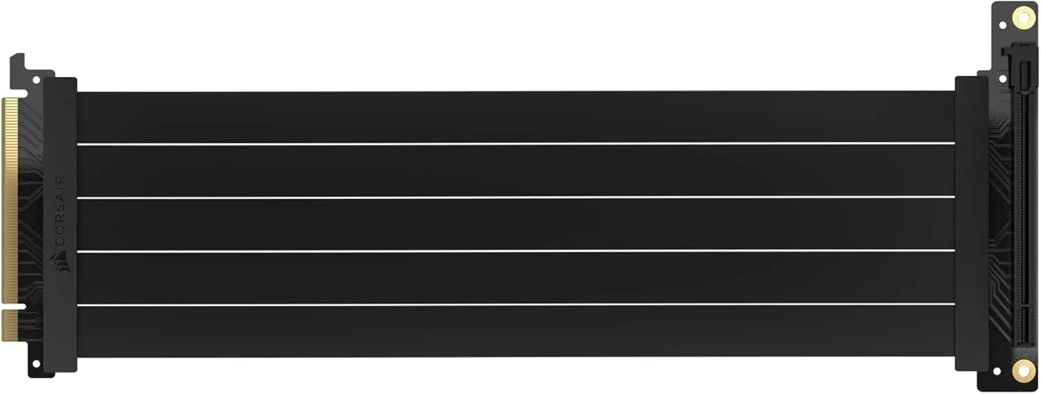 Corsair Premium PCIe 4.0 x16 Extension Cable 300mm - EMI Shielded - 90° Female PCIe Connector - Backwards Compatible with PCIe 3.0 Systems - Black