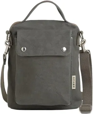 Cotton Canvas Leather Cross Body Shoulder Bag For Men Moss Green (Moss Green)