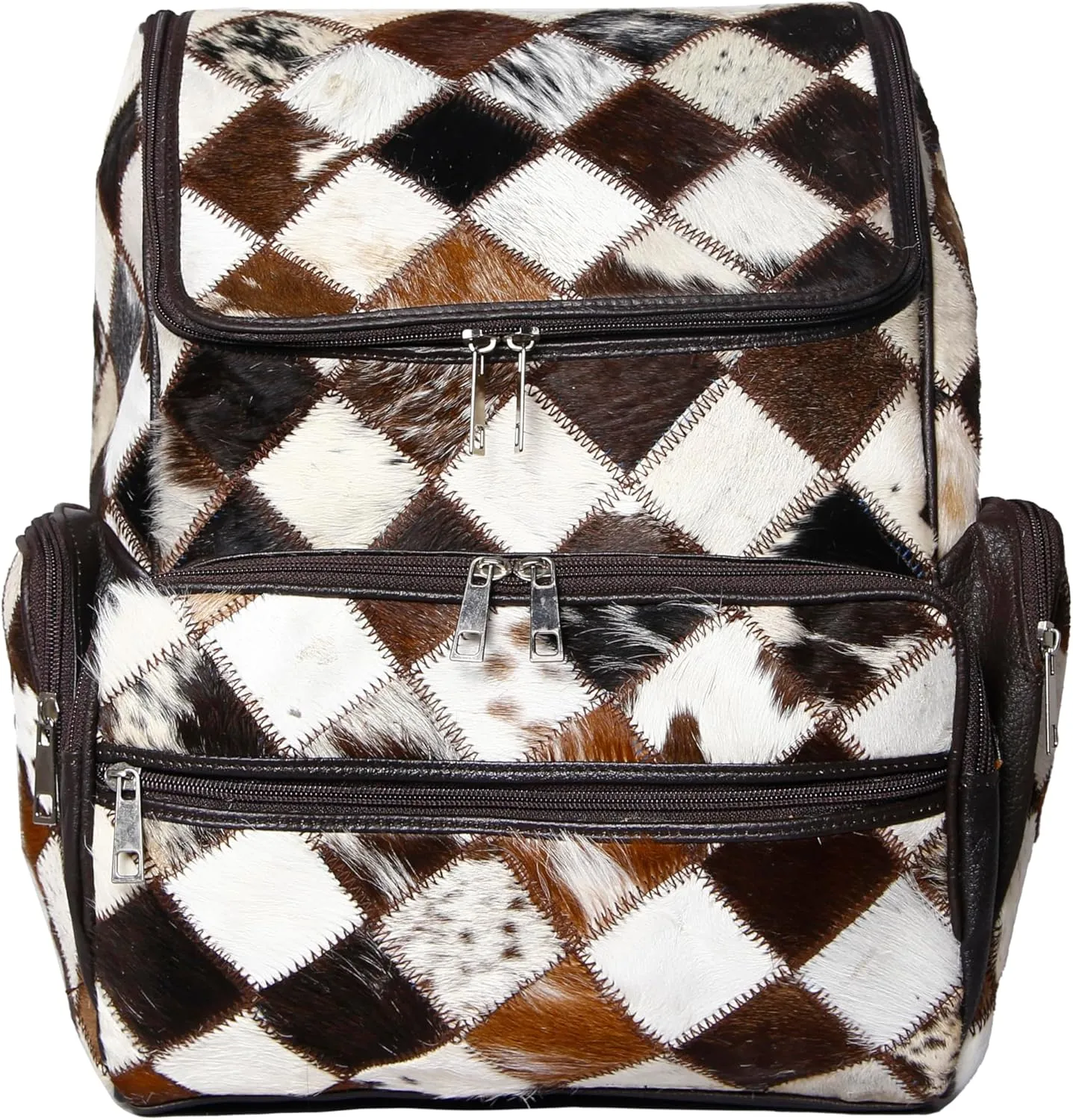 Cowhide Backpack Leather Backpack with Laptop Compartment – Unique Travel Backpack, Western Diaper Bag Backpack Women (Brown)