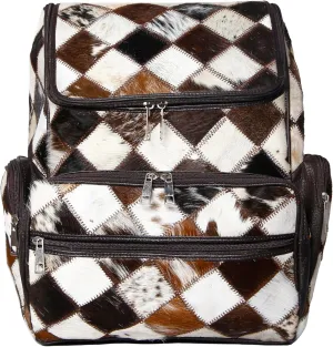 Cowhide Backpack Leather Backpack with Laptop Compartment – Unique Travel Backpack, Western Diaper Bag Backpack Women (Brown)