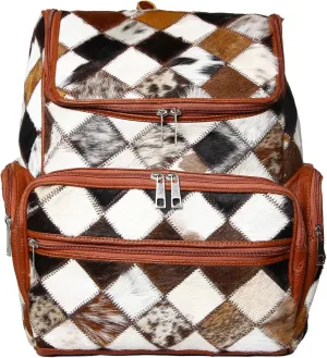 Cowhide Backpack Leather Backpack with Laptop Compartment – Unique Travel Backpack, Western Diaper Bag Backpack Women (Tan)