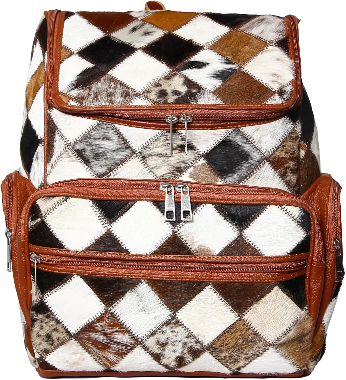 Cowhide Backpack Leather Backpack with Laptop Compartment – Unique Travel Backpack, Western Diaper Bag Backpack Women (Tan)