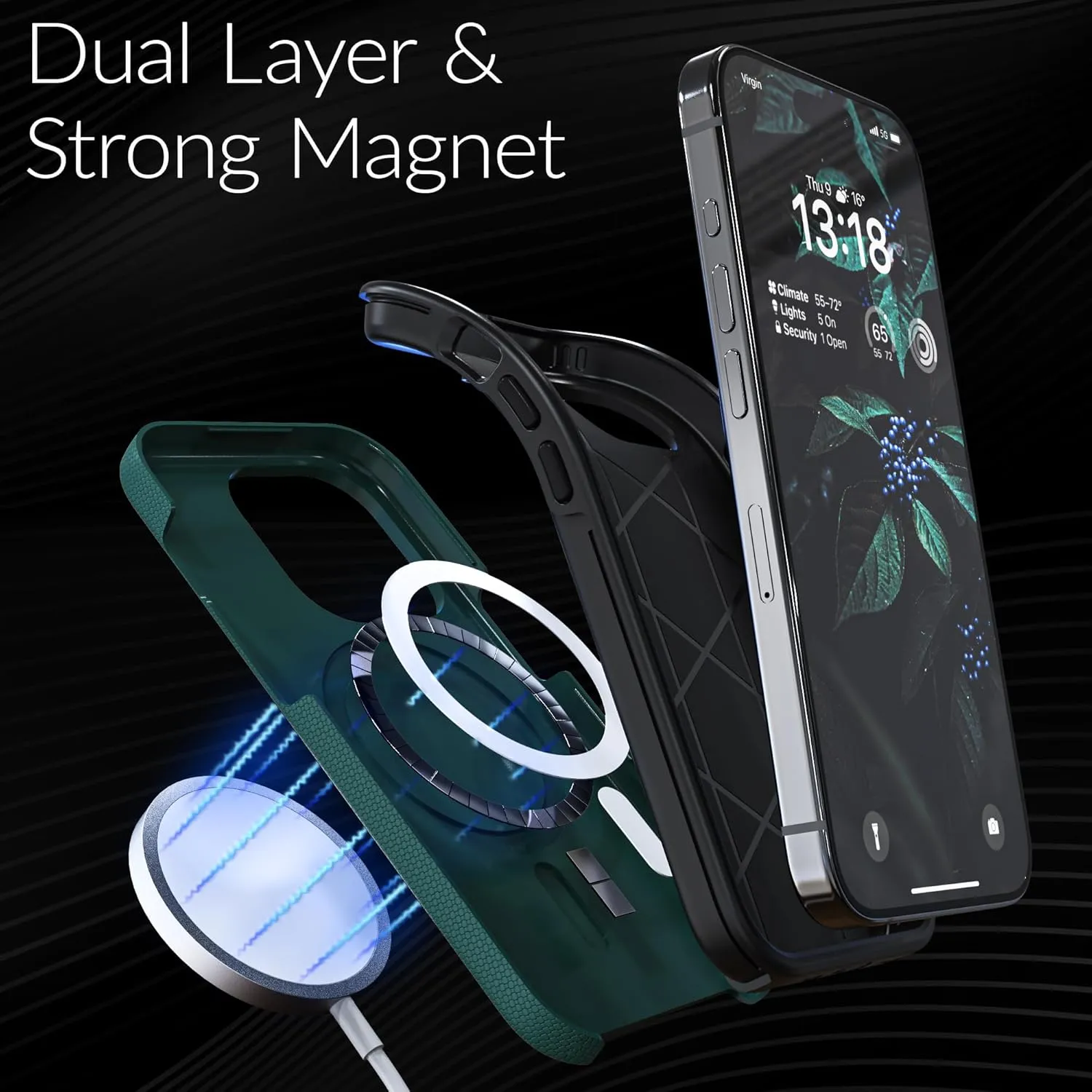 Crave Dual Guard for iPhone 15 Pro Case, Compatible with MagSafe Shockproof Protection Dual Layer Case for Apple iPhone 15 Pro (6.1") - Forest Green