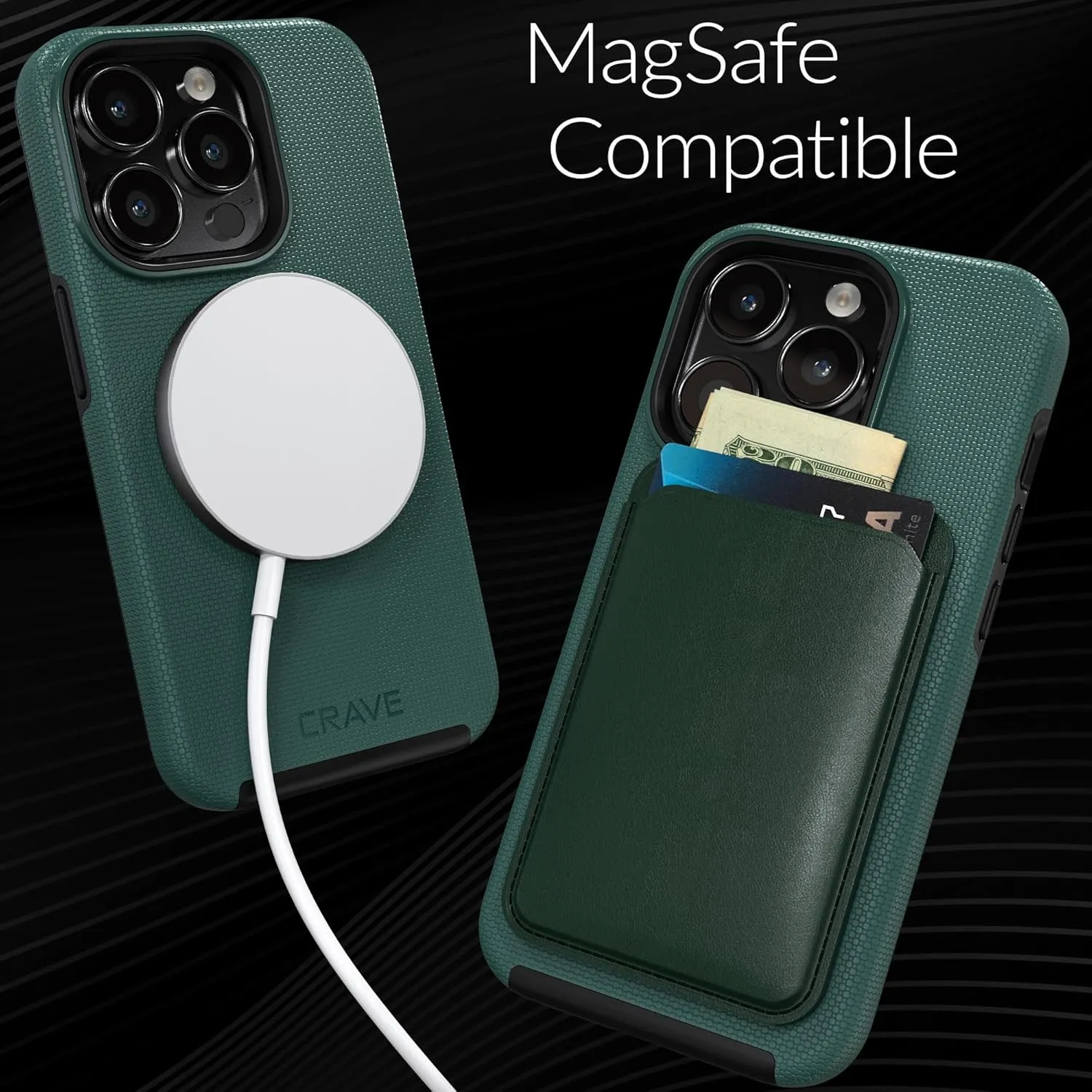 Crave Dual Guard for iPhone 15 Pro Case, Compatible with MagSafe Shockproof Protection Dual Layer Case for Apple iPhone 15 Pro (6.1") - Forest Green