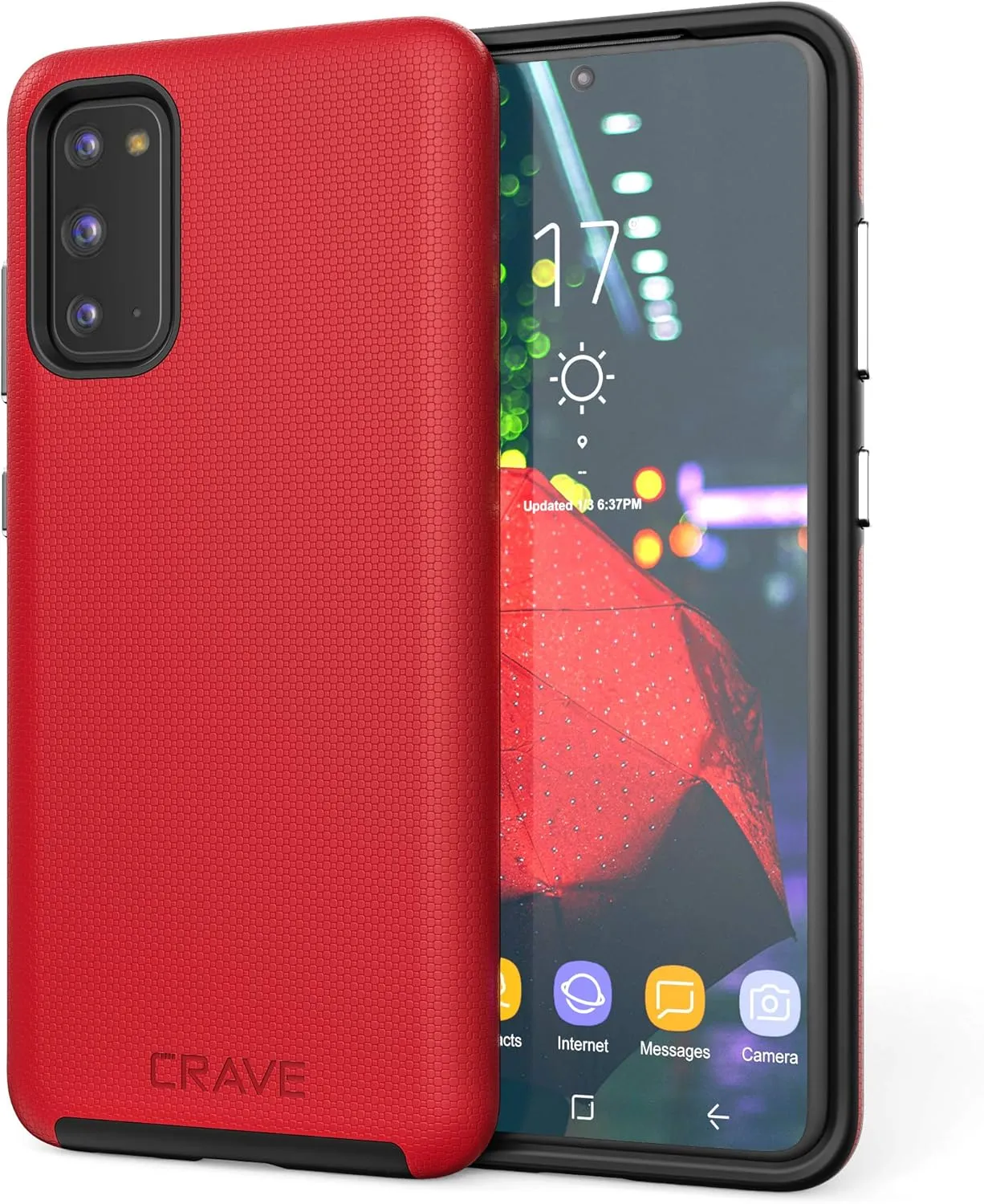 Crave Dual Guard for Samsung Galaxy S20 Case, Shockproof Protection Dual Layer Case for Samsung Galaxy S20, S20 5G - Red