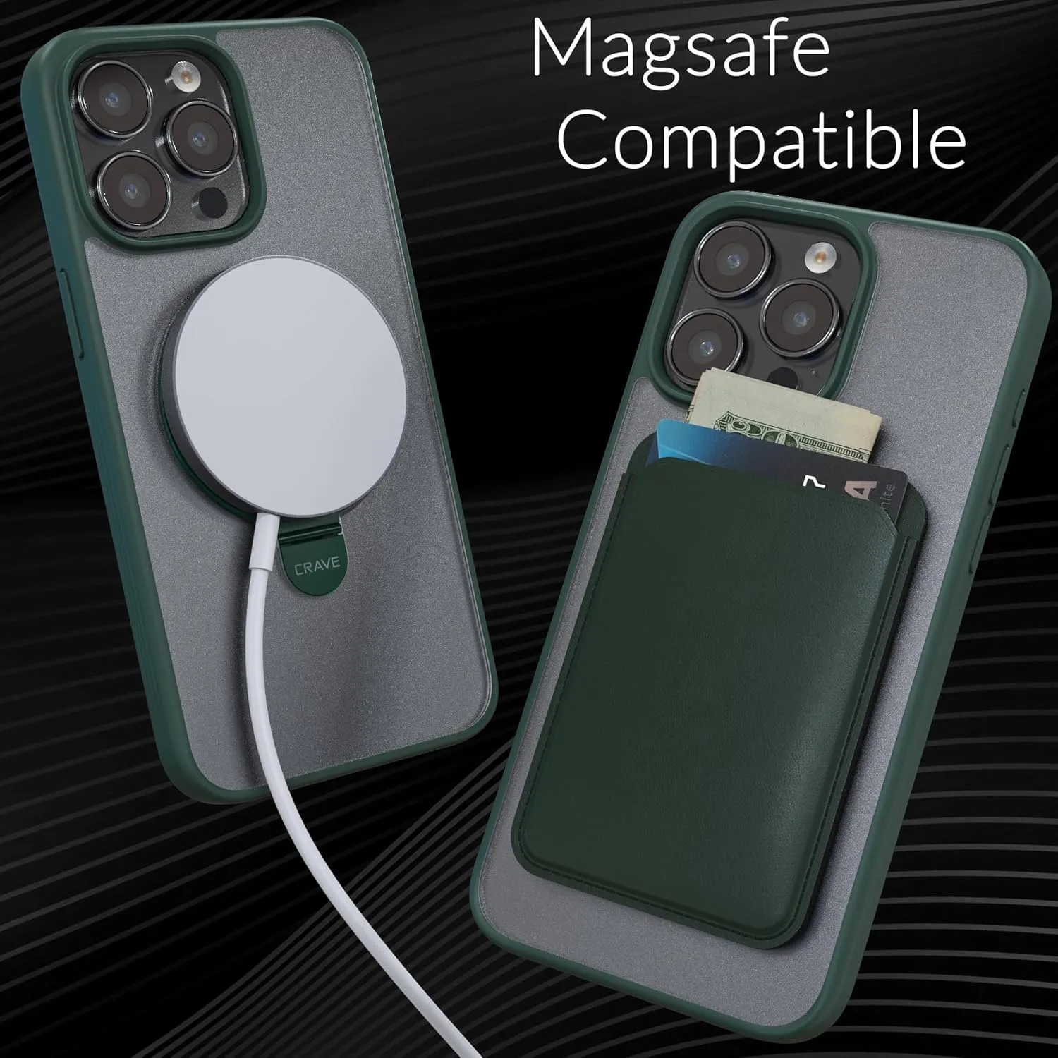 Crave Stand Case for iPhone 15 Pro Max, Compatible with MagSafe - Shockproof Protection Kickstand Case - Forest Green