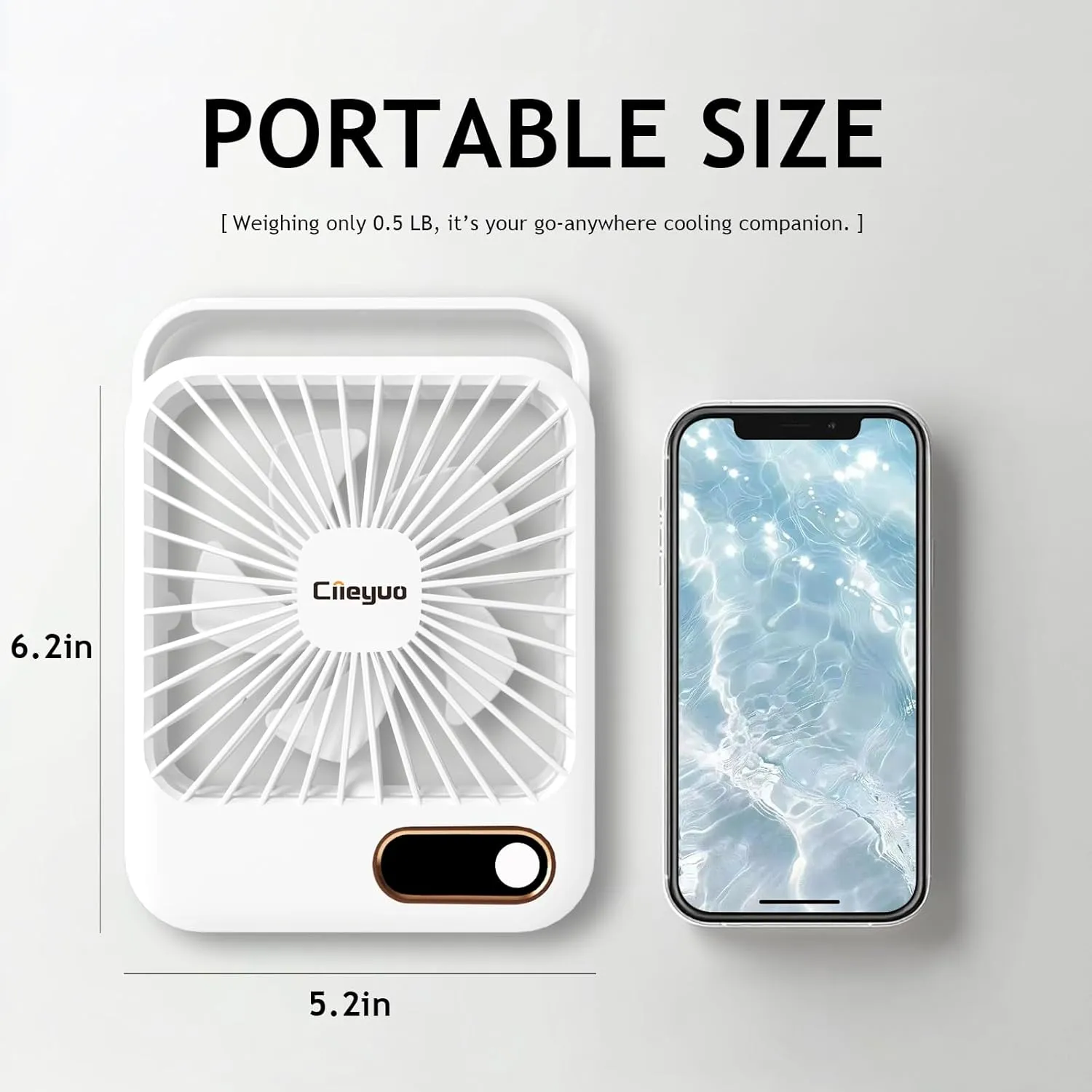 Cruise-Approved Fan Compact & Quiet 24H Ultra-Long Battery Life TYPE-C Rechargeable Personal Cooling Fan for Cruise Cabin, Office & Travel