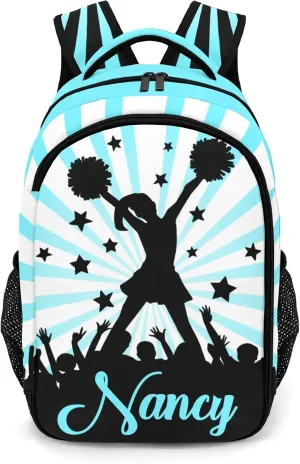 Custom Cheerleaders Backpack Custom Multifunctional Waterproof Laptop Bag for Travel Gift Blue Shine Blue Stripes