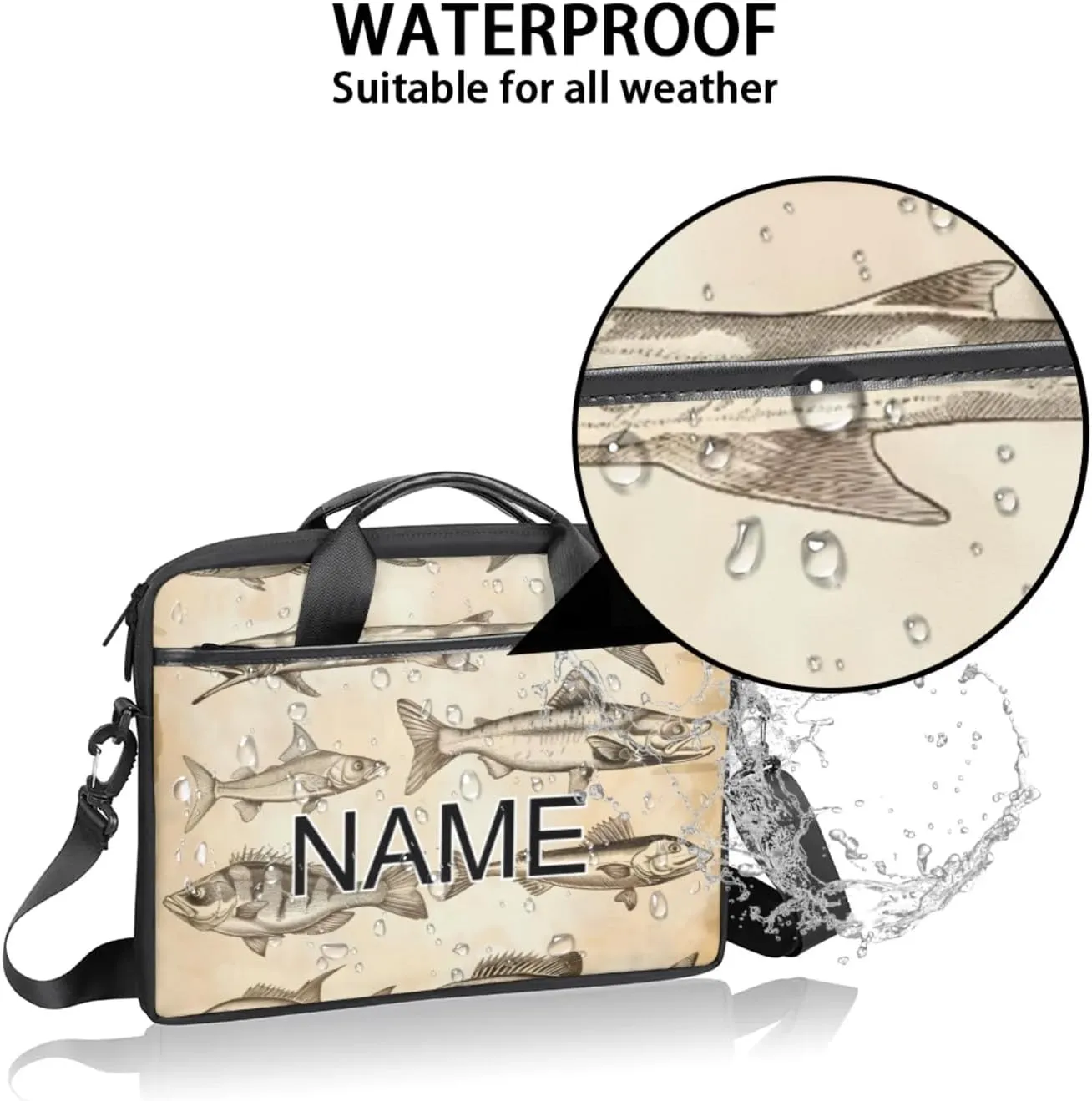 Custom Laptop Bag with Name Personalized 15 Inch Shoulder Computer Bag