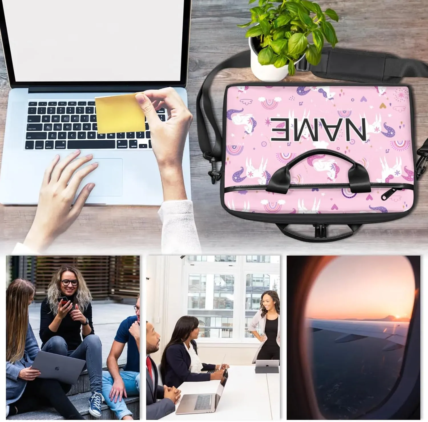 Custom Laptop Bag with Name Personalized 15 Inch Shoulder Computer Bag