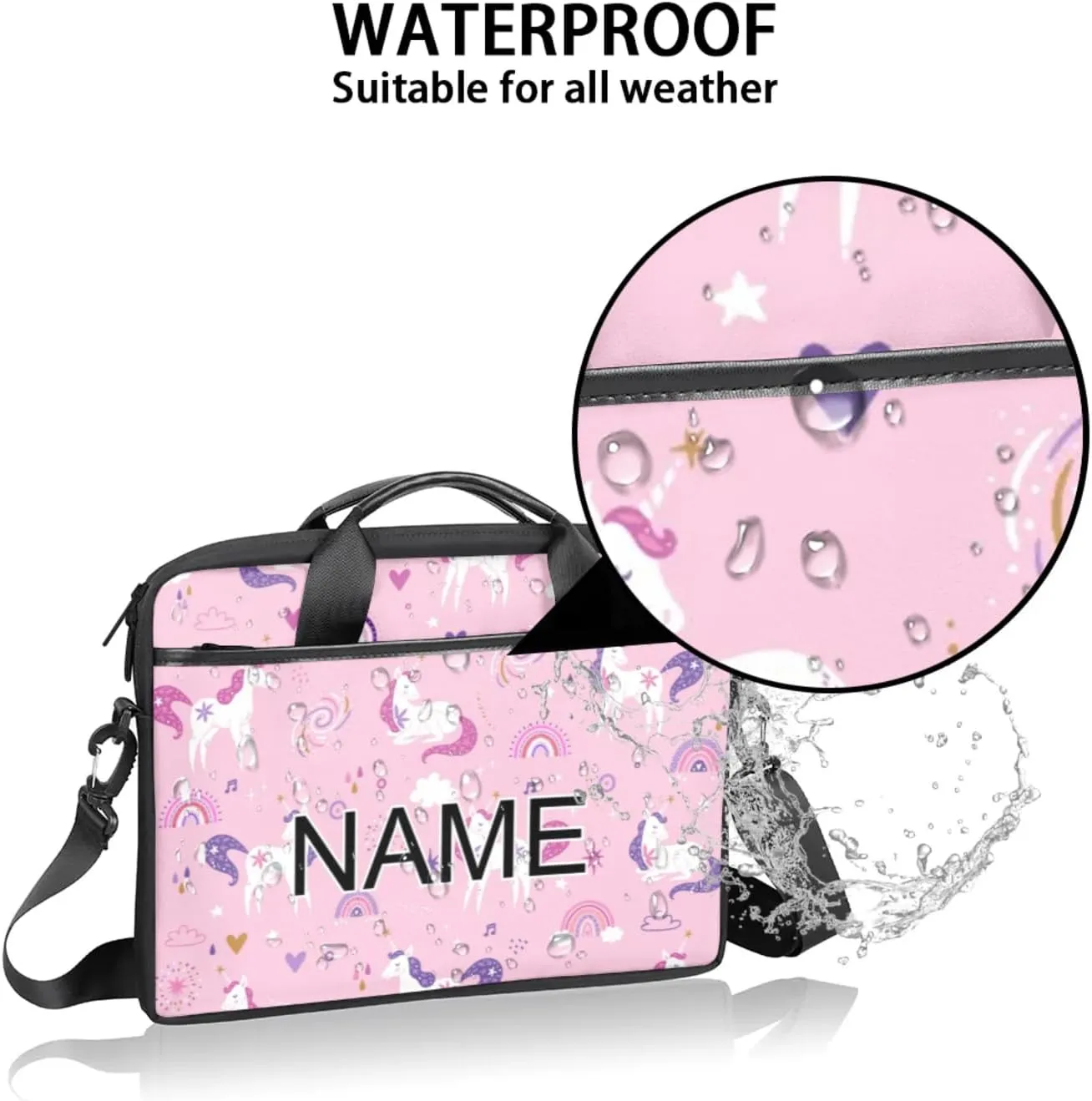 Custom Laptop Bag with Name Personalized 15 Inch Shoulder Computer Bag