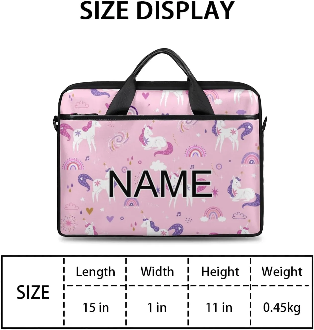 Custom Laptop Bag with Name Personalized 15 Inch Shoulder Computer Bag