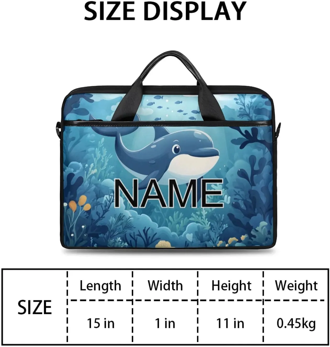 Custom Laptop Bag with Name Personalized 15 Inch Shoulder Computer Bag