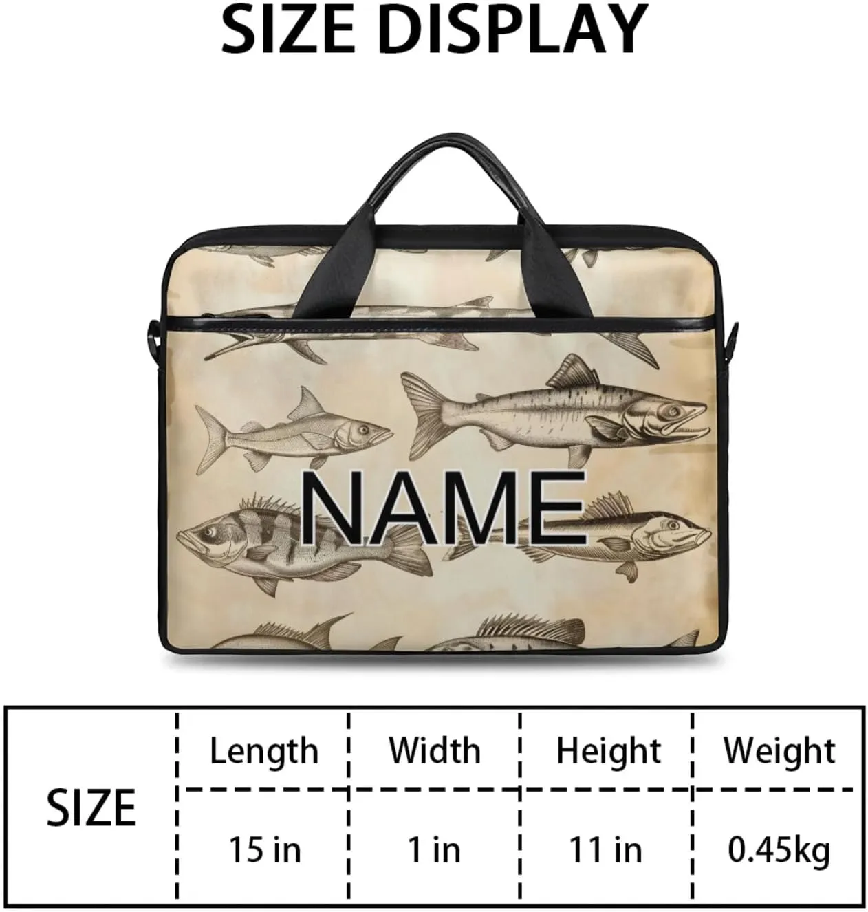 Custom Laptop Bag with Name Personalized 15 Inch Shoulder Computer Bag