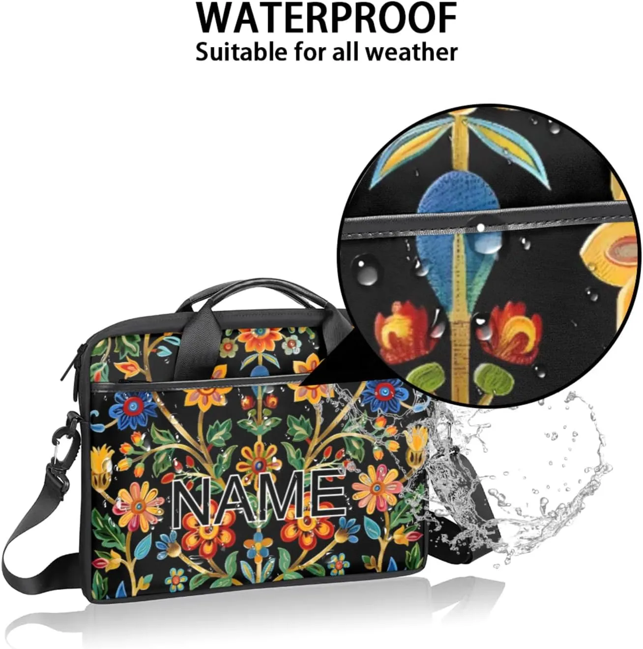 Custom Laptop Bag with Name Personalized 15 Inch Shoulder Computer Bag