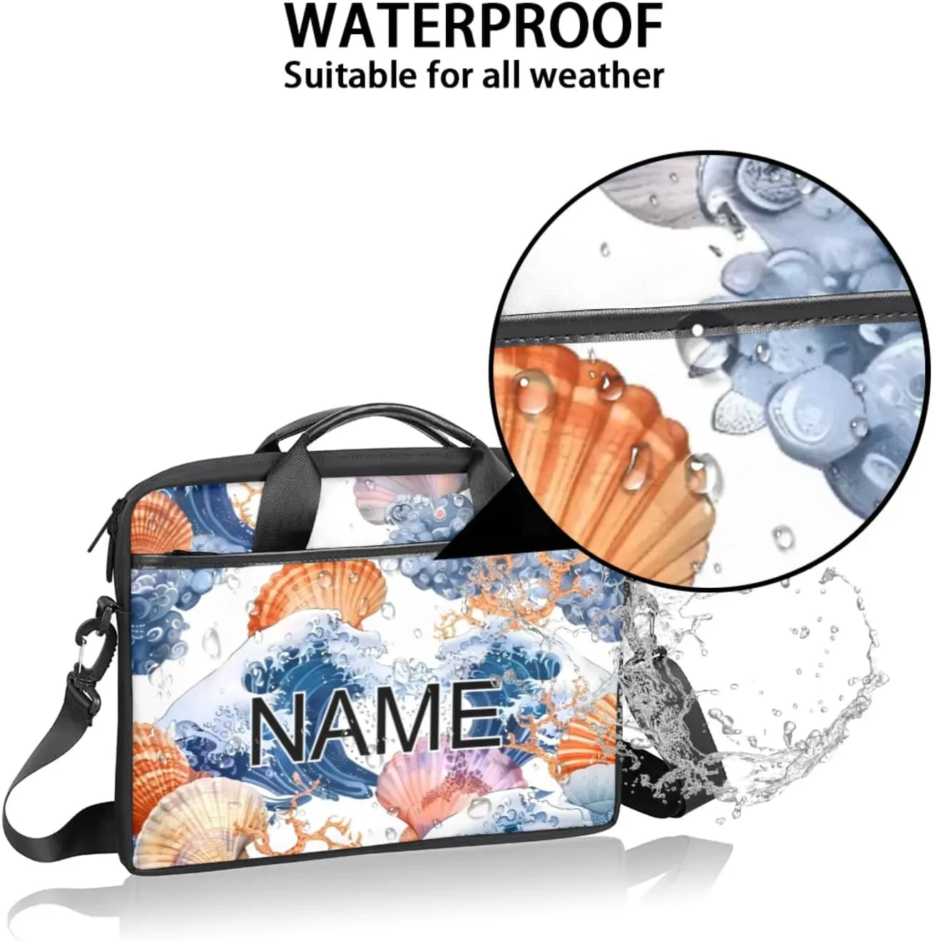 Custom Laptop Bag with Name Personalized 15 Inch Shoulder Computer Bag