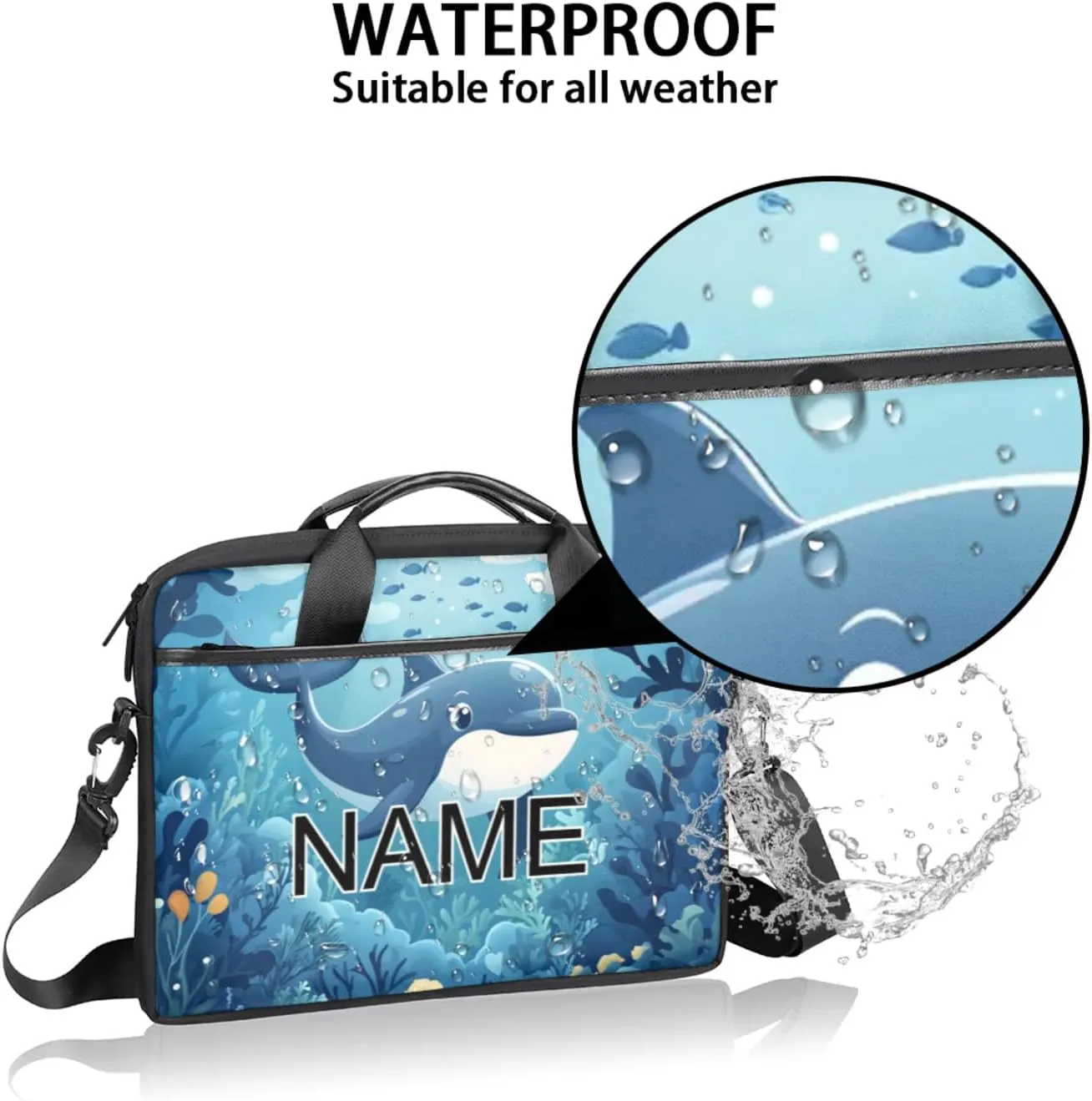 Custom Laptop Bag with Name Personalized 15 Inch Shoulder Computer Bag