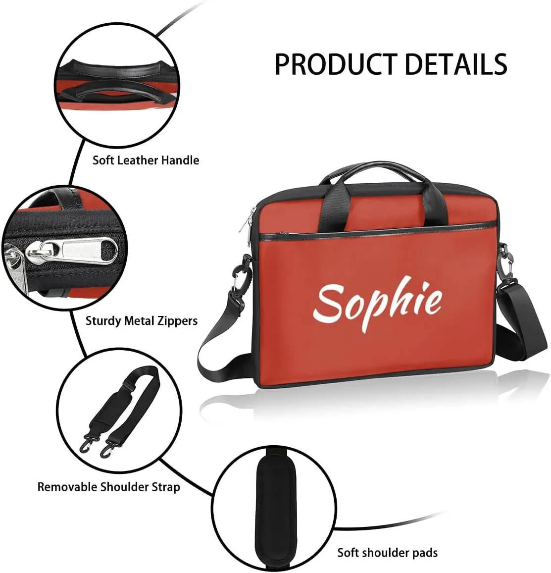 Custom Laptop Bag with Name Personalized Shoulder Bag Lightweight Computer Bag Messenger Bags with Handle