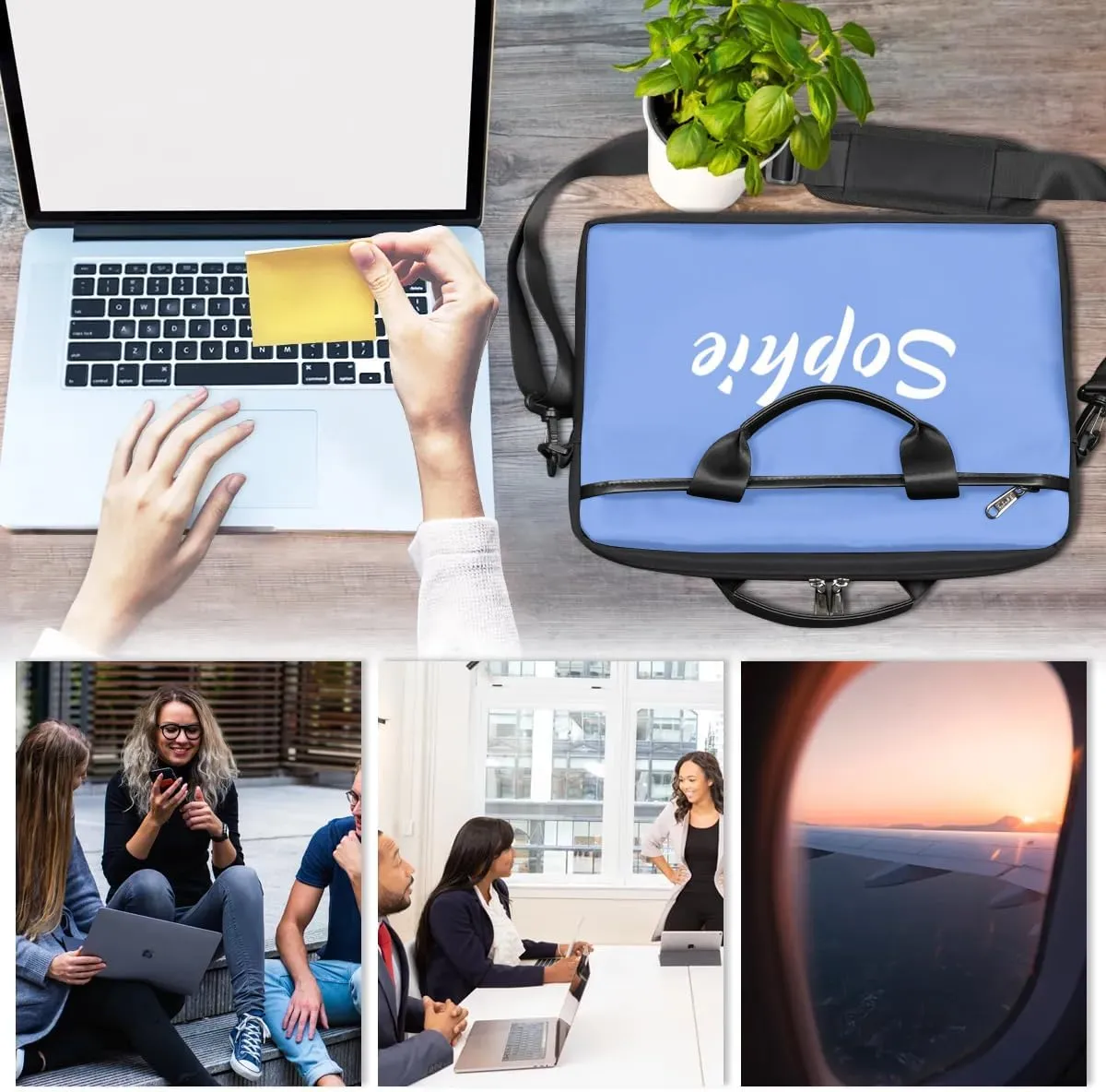 Custom Laptop Bag with Name Personalized Shoulder Bag Lightweight Computer Bag Messenger Bags with Handle