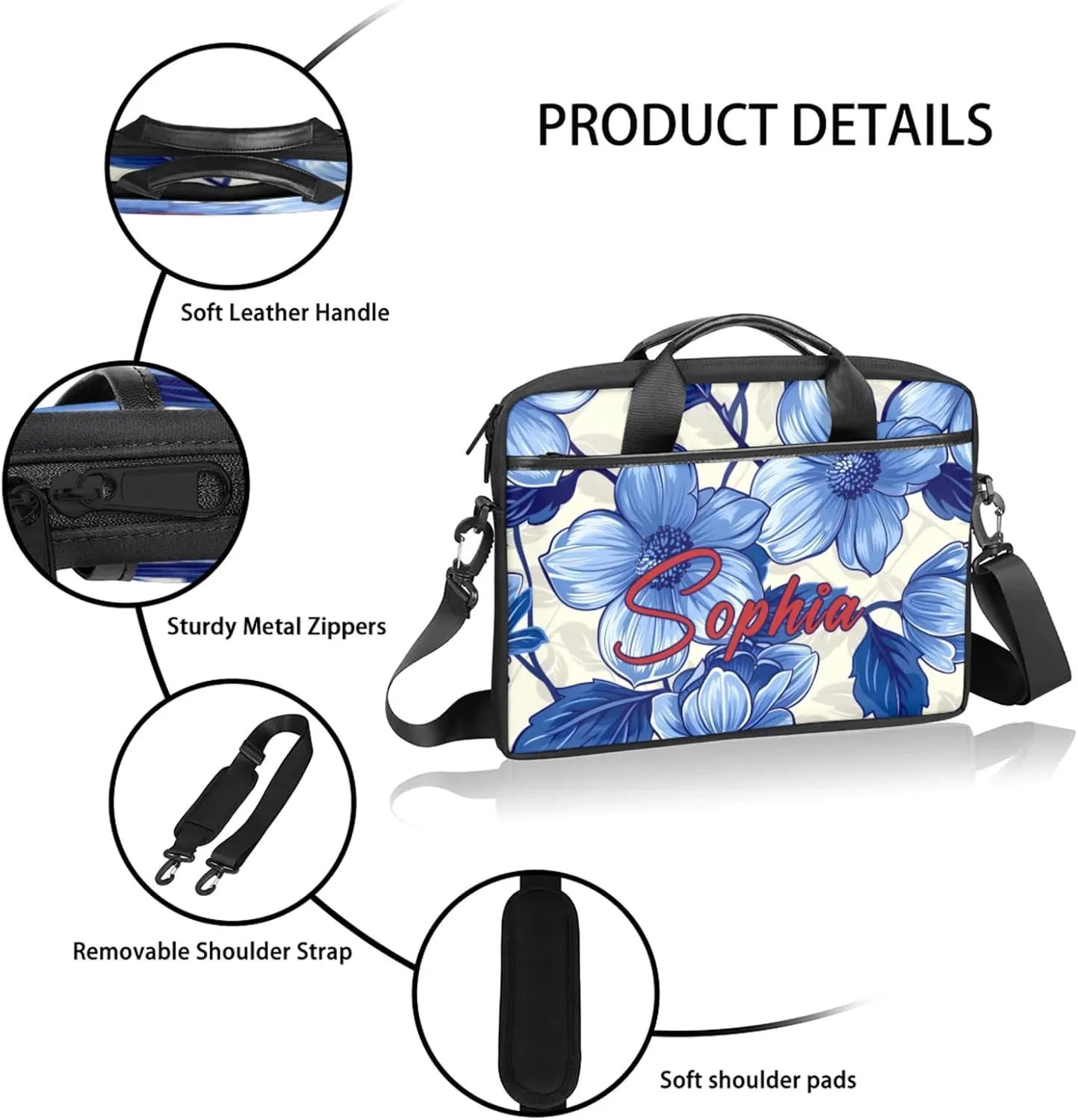 Custom Laptop-Bag with Name,Lightweight Portable Personalized Shoulder Computer-Bag,Customized Briefcase for Women