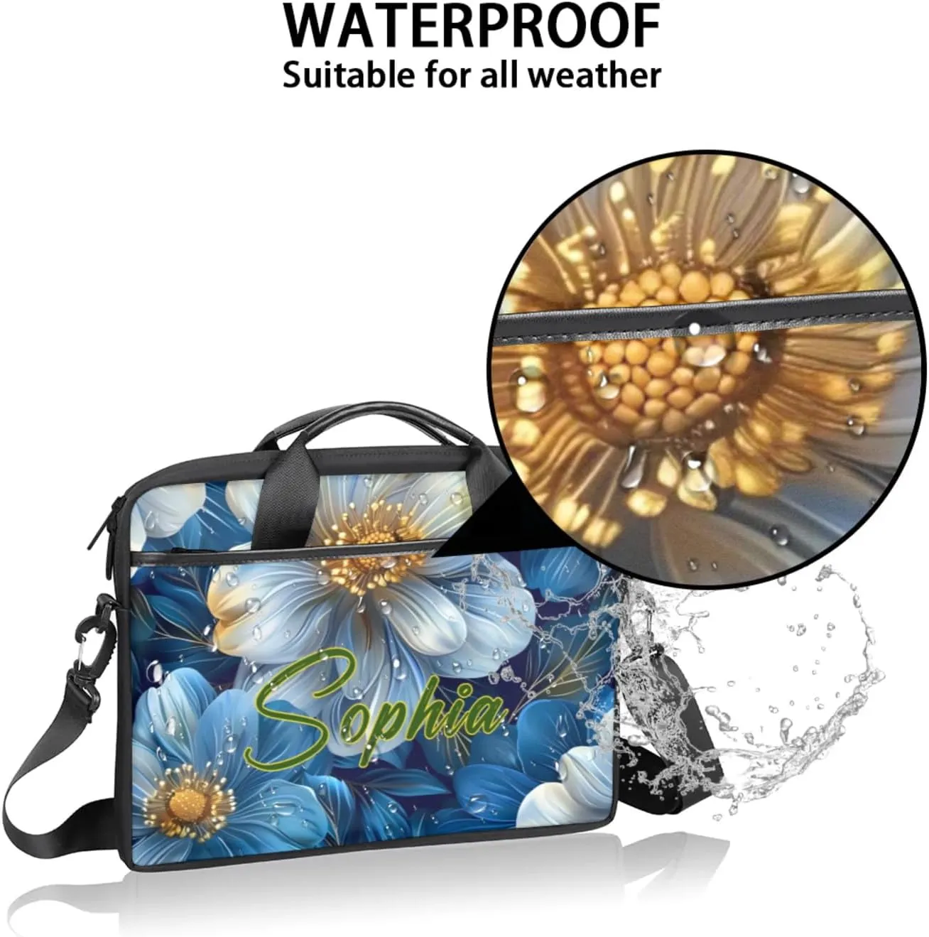 Custom Laptop-Bag with Name,Lightweight Portable Personalized Shoulder Computer-Bag,Customized Briefcase for Women