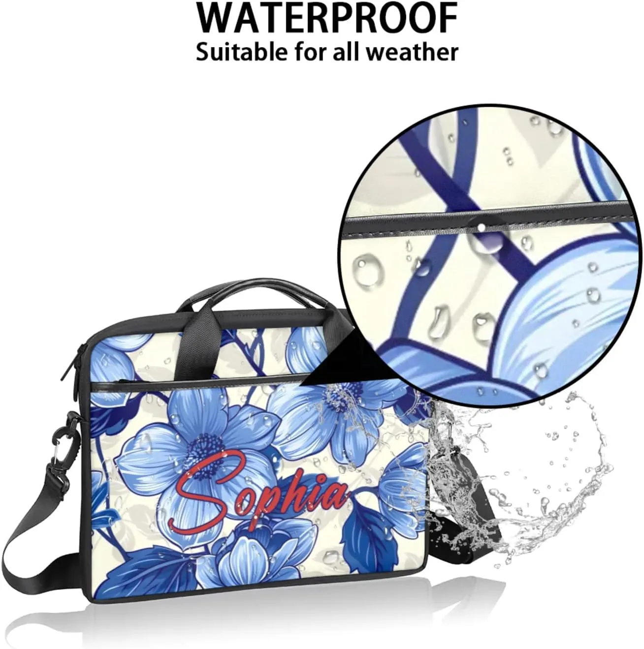Custom Laptop-Bag with Name,Lightweight Portable Personalized Shoulder Computer-Bag,Customized Briefcase for Women