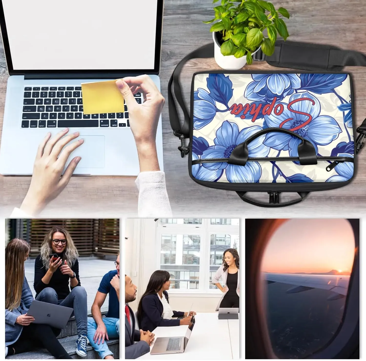 Custom Laptop-Bag with Name,Lightweight Portable Personalized Shoulder Computer-Bag,Customized Briefcase for Women