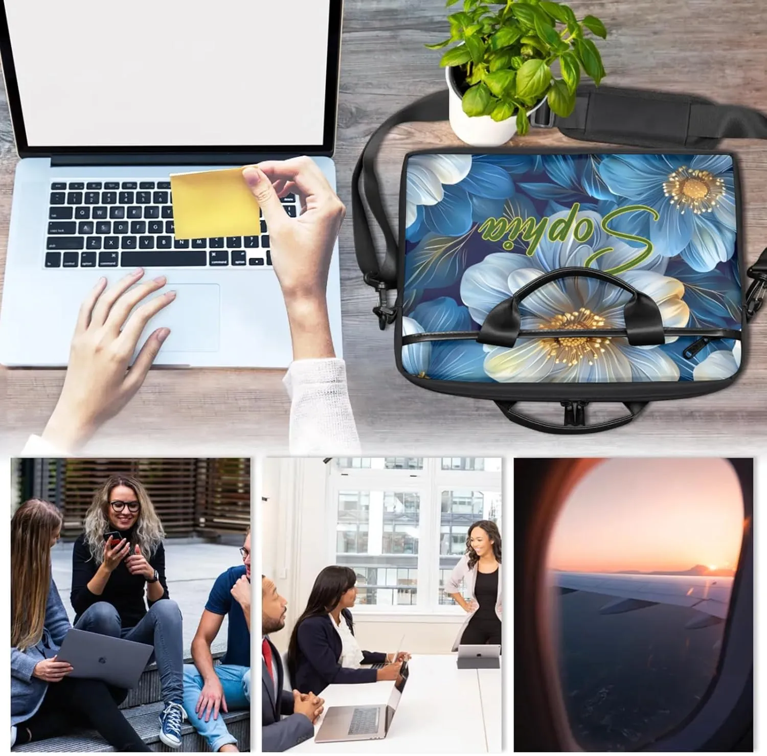 Custom Laptop-Bag with Name,Lightweight Portable Personalized Shoulder Computer-Bag,Customized Briefcase for Women