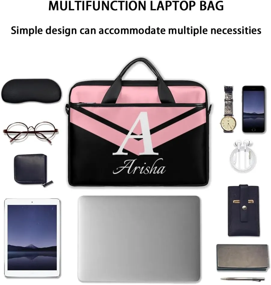 Custom Laptop Bag with Name,Personalized Laptop Shoulder Bag Add Your Own Name,Customized Portable Computer Pocket Case Gifts