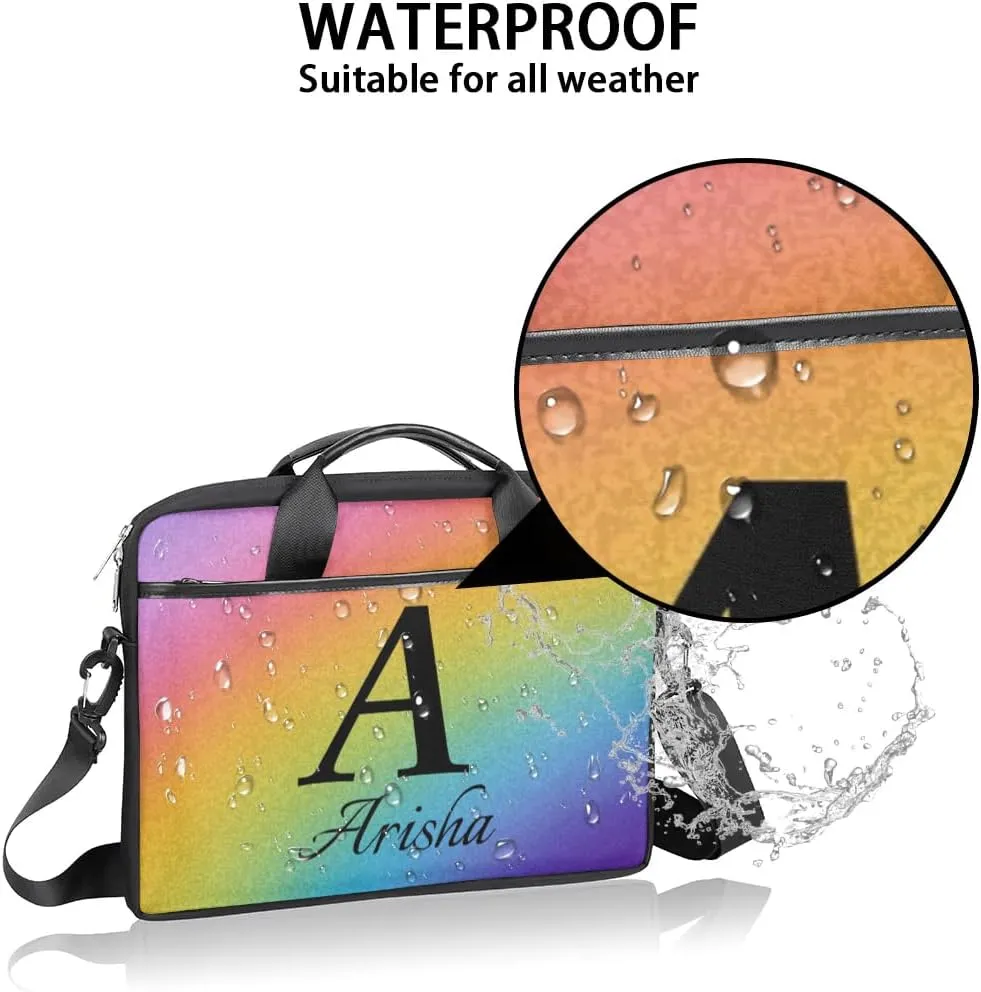 Custom Laptop Bag with Name,Personalized Laptop Shoulder Bag Add Your Own Name,Customized Portable Computer Pocket Case Gifts