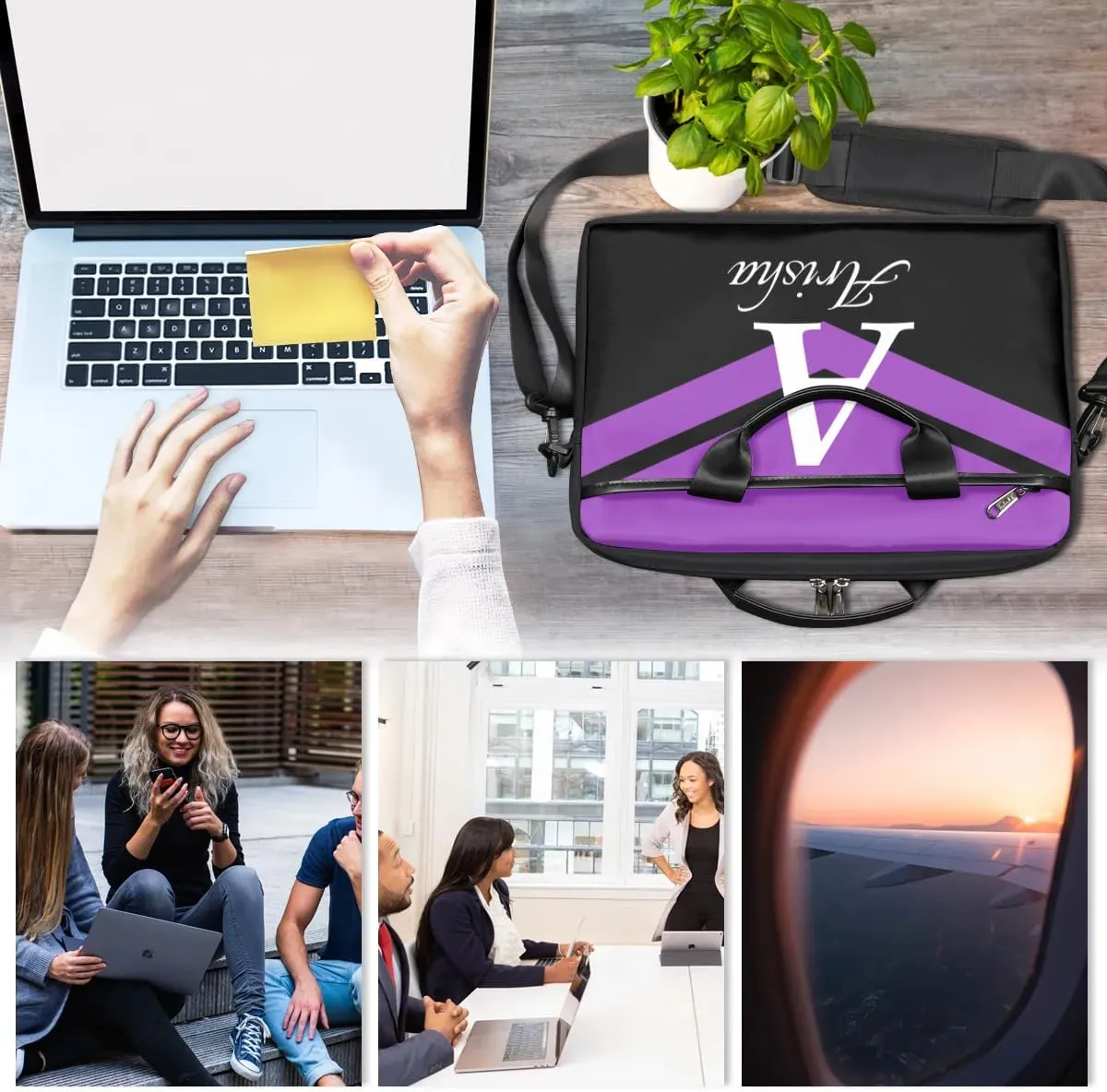 Custom Laptop Bag with Name,Personalized Laptop Shoulder Bag Add Your Own Name,Customized Portable Computer Pocket Case Gifts