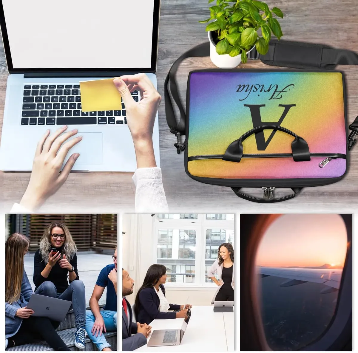 Custom Laptop Bag with Name,Personalized Laptop Shoulder Bag Add Your Own Name,Customized Portable Computer Pocket Case Gifts