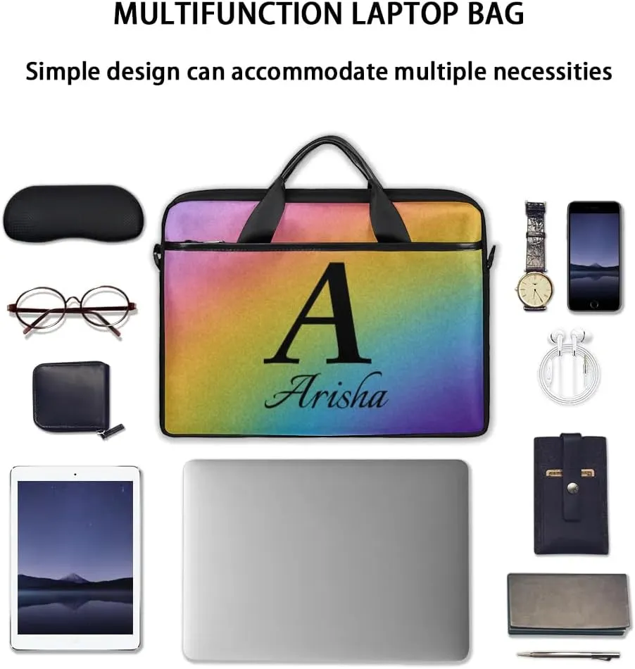Custom Laptop Bag with Name,Personalized Laptop Shoulder Bag Add Your Own Name,Customized Portable Computer Pocket Case Gifts