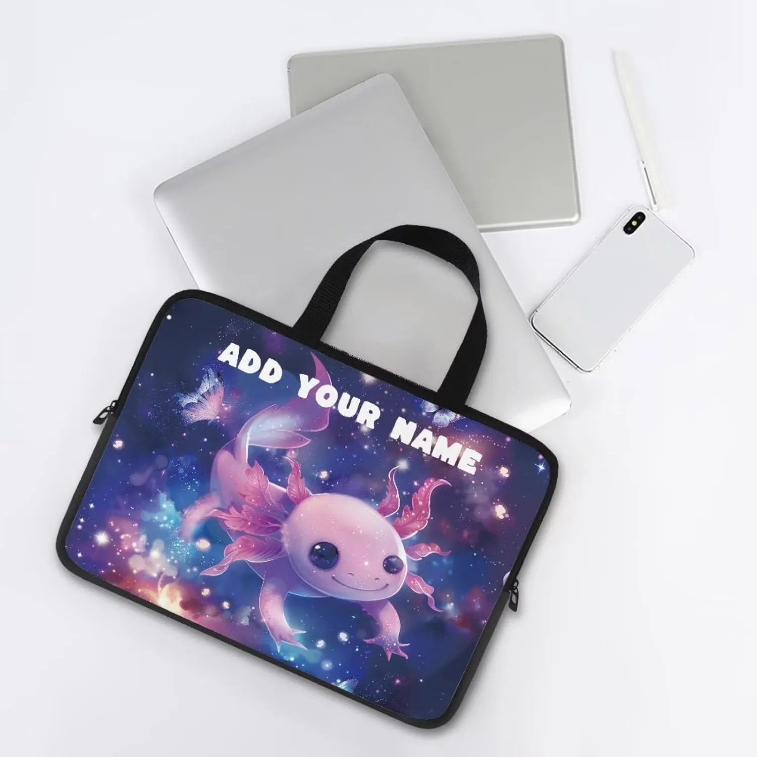 Custom Name Laptop Sleeve Add Your Name Custom Personalized 12 Inch Computer Bag Fashion Computer Carrying Case with Handle Briefcase for Travel Work School