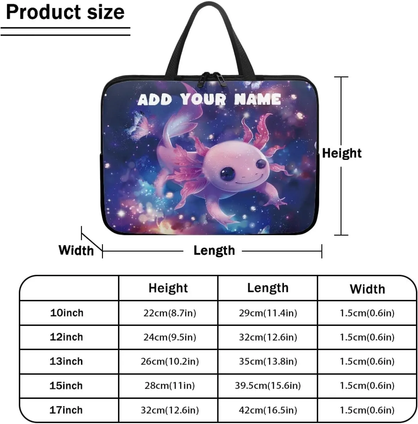 Custom Name Laptop Sleeve Add Your Name Custom Personalized 12 Inch Computer Bag Fashion Computer Carrying Case with Handle Briefcase for Travel Work School
