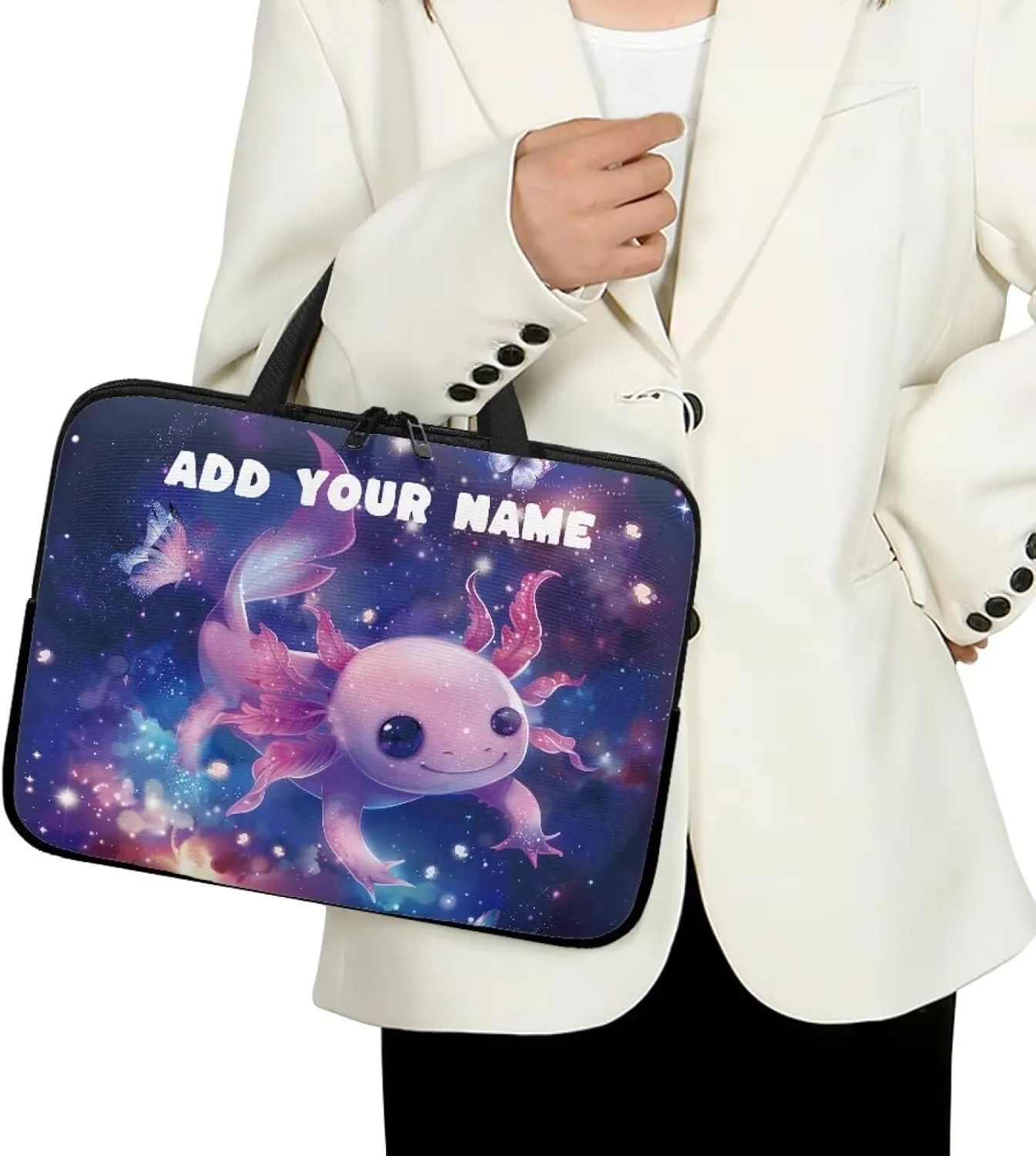 Custom Name Laptop Sleeve Add Your Name Custom Personalized 12 Inch Computer Bag Fashion Computer Carrying Case with Handle Briefcase for Travel Work School